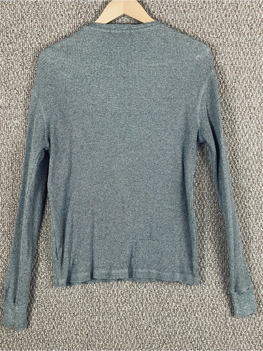 Polo Ralph Lauren Thermal Shirt Mens L Gray Waffle Knit Long Sleeve Pony F248